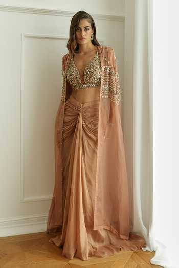 Rosé Anupama Khanna Hand Embroidered Cape Skirt Set 