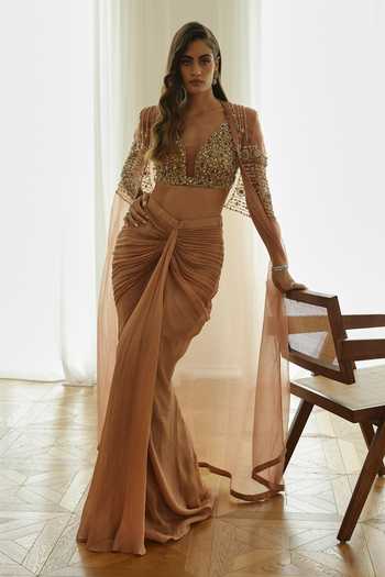 Rosé Anupama Khanna Hand Embroidered Cape Skirt Set 