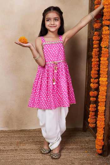 Jhambthreads Bandhani Print Anarkali & Dhoti Pant Set 