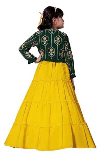 Jhambthreads Long Gown With Cropped Jacket
