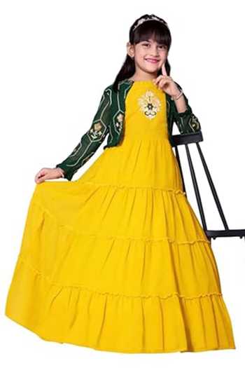Jhambthreads Long Gown With Cropped Jacket