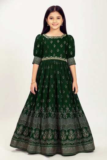 Jhambthreads Printed Pleated Gown 