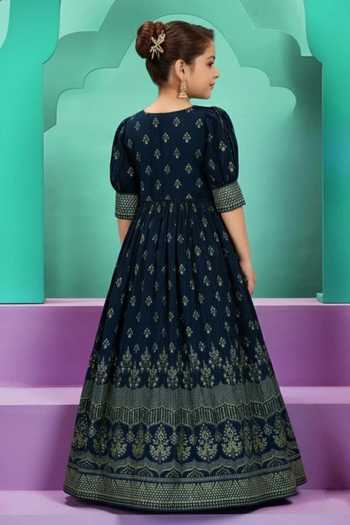 Jhambthreads Floral Print Pleated Gown 