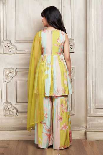 Jhambthreads Panelled Anarkali Sharara Set 