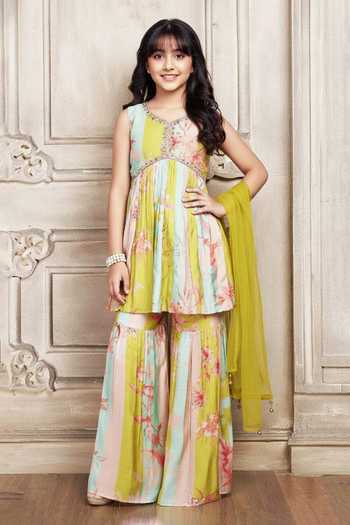 Jhambthreads Panelled Anarkali Sharara Set 