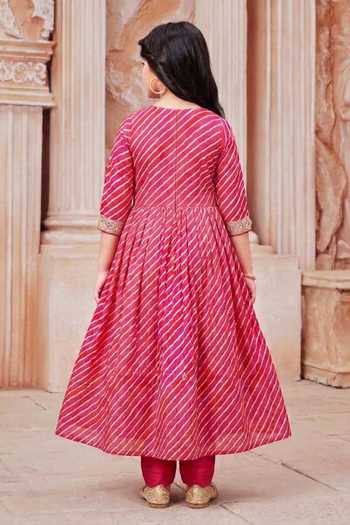 Jhambthreads Leheriya Pattern Anarkali Set