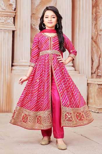 Jhambthreads Leheriya Pattern Anarkali Set