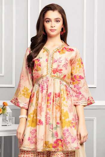 Jhambthreads Floral Pattern Anarkali Palazzo Set 