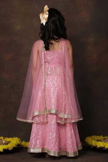 Jhambthreads Printed Slit Kurta Lehenga Set 