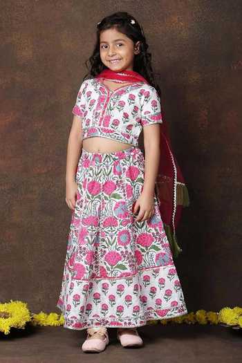 Jhambthreads Cotton Floral Print Lehenga Set 
