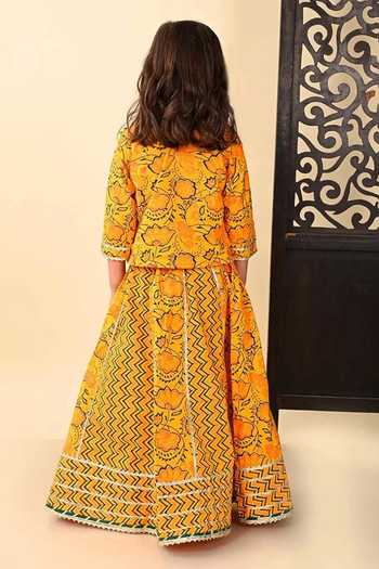 Jhambthreads Floral Pattern Top & Lehenga Set 