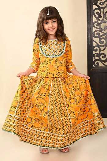 Jhambthreads Floral Pattern Top & Lehenga Set 