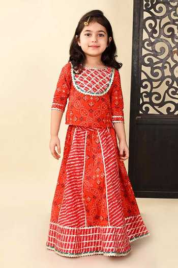 Jhambthreads Bandhani Pattern Top & Lehenga Set 