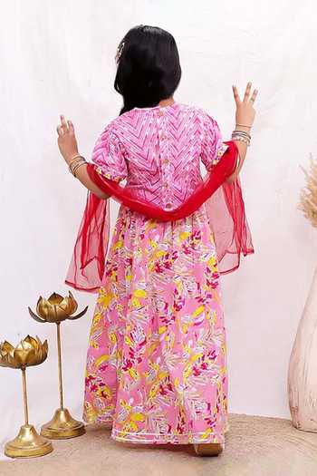 Jhambthreads Floral & Chevron Print Lehenga Set 