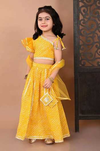 Jhambthreads Leheriya One-Shoulder Blouse Lehenga Set 