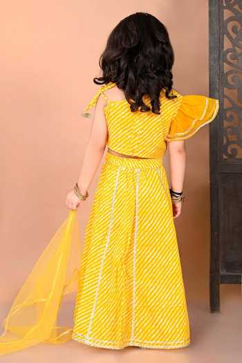Jhambthreads Leheriya One-Shoulder Blouse Lehenga Set 
