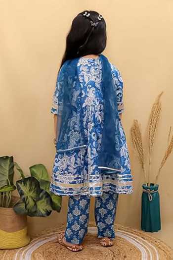 Jhambthreads Floral Print Cotton Angarkha Kurta Set 
