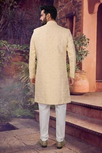 Jhambthreads Embroidered Woven Jacquard Kurta & Pant Set 