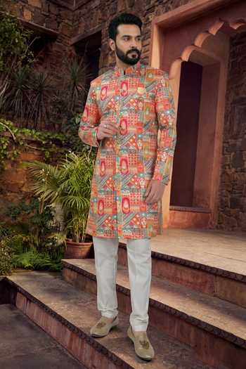 Jhambthreads Embroidered Silk Kurta & Pant Set 