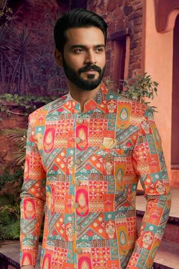 Jhambthreads_Multi Color Silk, Polyester Embroidered Kurta And Pant Set _Online_at_Aza_Fashions