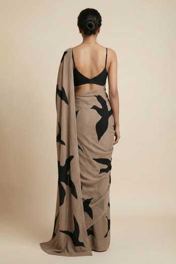 Ellemora Fashions Sand & Stone Saree With Blouse 