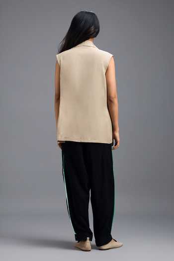 Deepika Arora Neon Geometric Panelled Linen Blazer Set 