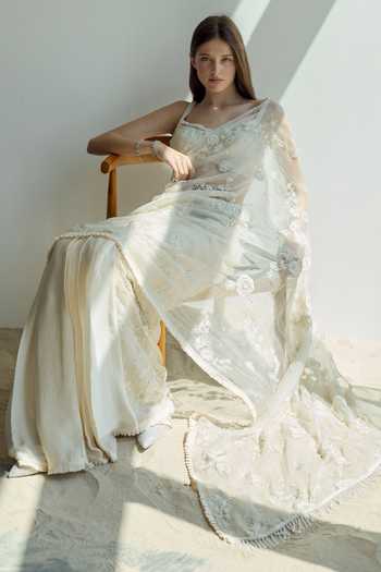 Rosé Anupama Khanna Hand Embroidered Pre-Draped Saree & Blouse Set 