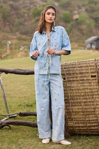 Kay Kay Marisa Tie-up Denim Top & Pant Set 
