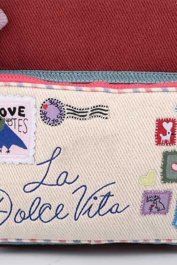 Shop CHOOSE KIND Multi Color Dugong Love Letters And Postcard Days Backpack Online at Aza Fashions Shop_CHOOSE KIND_Multi Color Dugong Love Letters And Postcard Days Backpack _Online_at_Aza_Fashions