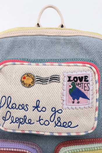 Shop CHOOSE KIND Multi Color Chinchilla Pastel Postcards Backpack Online at Aza Fashions Shop_CHOOSE KIND_Multi Color Chinchilla Pastel Postcards Backpack _Online_at_Aza_Fashions