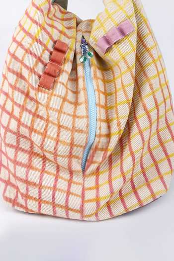 Shop CHOOSE KIND Multi Color Quaggle Suncheck Backpack Online at Aza Fashions Shop_CHOOSE KIND_Multi Color Quaggle Suncheck Backpack _Online_at_Aza_Fashions