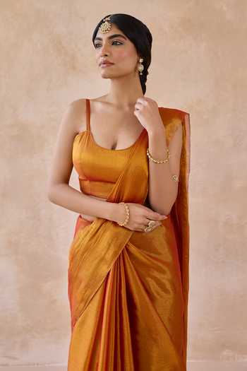 Buy_Amaara_Orange Tissue Handloom Saree With Running Blouse 