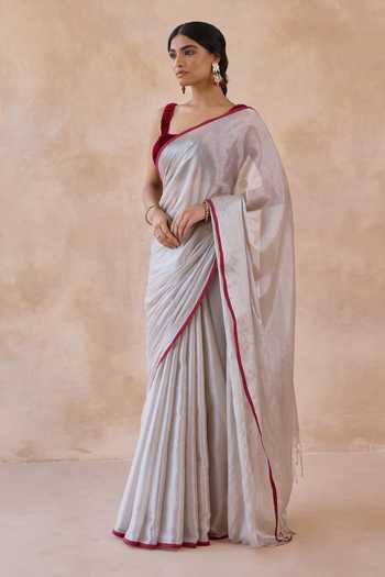 Amaara Moonstone Tissue Handloom Saree With Running Blouse 