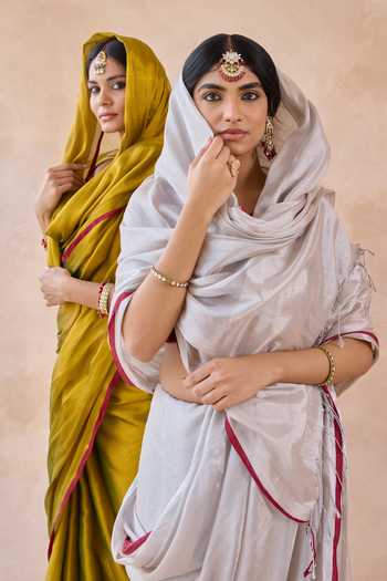 Buy Amaara Silver Tissue Moonstone Handloom Saree With Running Blouse Online at Aza Fashions Buy_Amaara_Silver Tissue Moonstone Handloom Saree With Running Blouse _Online_at_Aza_Fashions