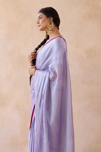 Amaara_Lilac Tissue Handloom Saree With Running Blouse _Online_at_Aza_Fashions