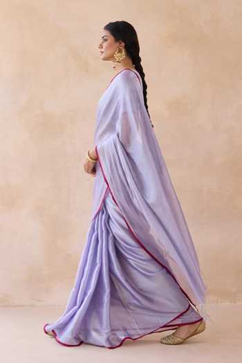 Buy_Amaara_Lilac Tissue Handloom Saree With Running Blouse _Online_at_Aza_Fashions