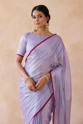 Buy_Amaara_Lilac Tissue Handloom Saree With Running Blouse 
