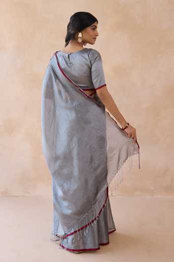 Amaara Sheesham Tissue Handloom Saree With Running Blouse 