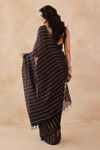 Amaara Kohl Black Pure Cotton Handloom Saree With Running Blouse 