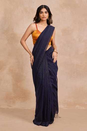 Amaara Midnight Blue Cotton Saree With Running Blouse 