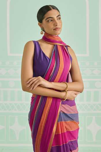 Buy Amaara Multi Color Handloom Cotton Pink Multicolor Pure Saree With Running Blouse Online at Aza Fashions Buy_Amaara_Multi Color Handloom Cotton Pink Multicolor Pure Saree With Running Blouse _Online_at_Aza_Fashions