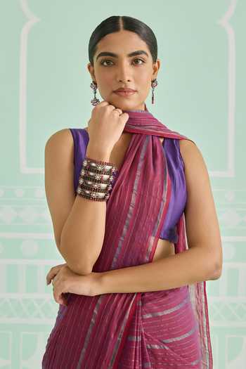 Amaara_Pink Handloom Cotton Pure Saree With Running Blouse _Online_at_Aza_Fashions