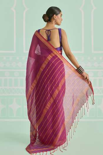 Amaara Magenta Wine Saree With Running Blouse 