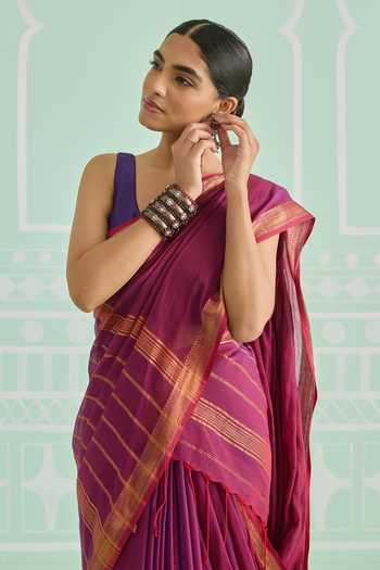 Buy Amaara Pink Handloom Cotton Magenta Wine Saree With Running Blouse Online at Aza Fashions Buy_Amaara_Pink Handloom Cotton Magenta Wine Saree With Running Blouse _Online_at_Aza_Fashions