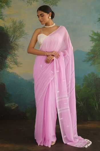 Amaara Pastel Pink Cotton Saree With Running Blouse 
