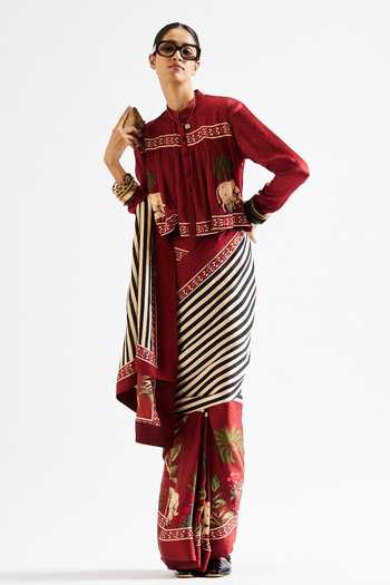 Issa Studio By Chetana & Swathi Faina Printed Saree With Crop Top 