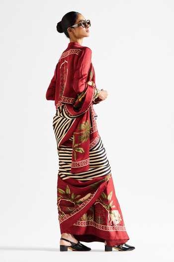 Issa Studio By Chetana & Swathi Faina Printed Saree With Crop Top 
