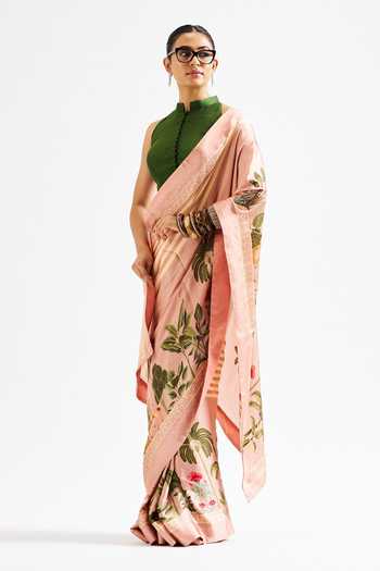 Issa Studio By Chetana & Swathi Kathya Printed Saree With Green Blouse 