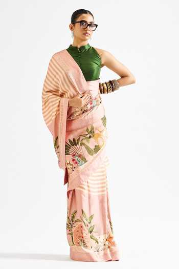 Issa Studio By Chetana & Swathi Kathya Printed Saree With Green Blouse 