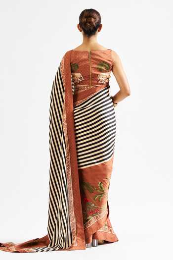 Issa Studio By Chetana & Swathi Masha Striped Floral Print Saree With Blouse